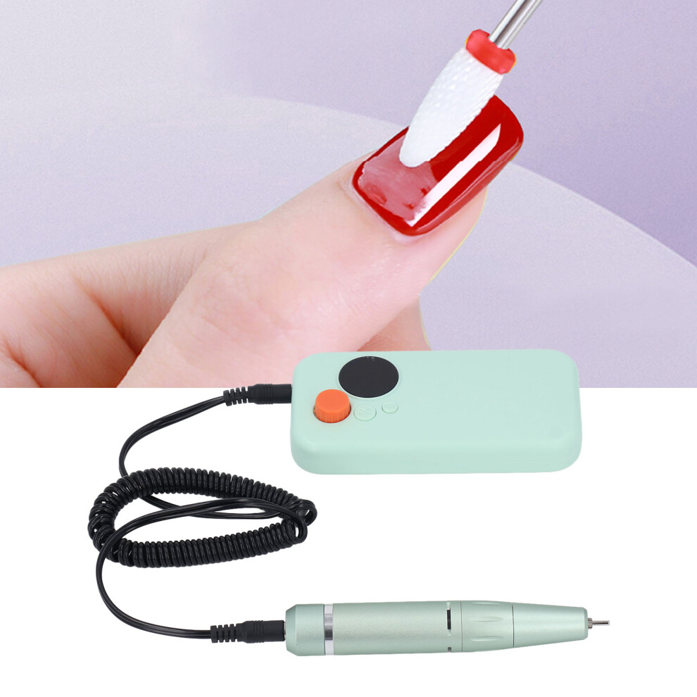 Green Portable Electric Nail Drill 30000Rpm, 2600Mah,