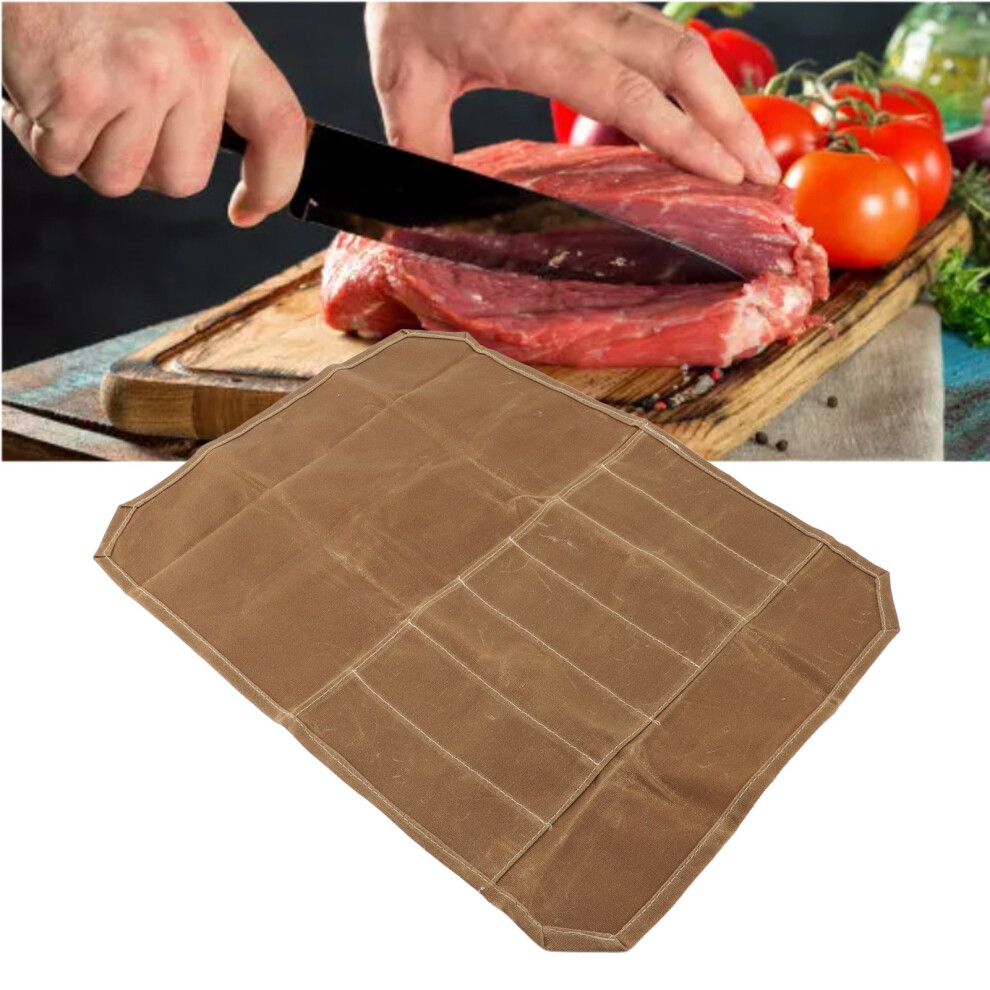 Waterproof Waxed Canvas Chef Knife Roll Bag â Portable, 16 Slots, Khaki