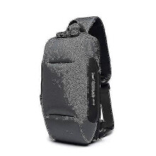 Multi-function Lock Design Bag Men's Shoulder Bag Anti-theft Usb Charging Strap Messenger Bag(gray)