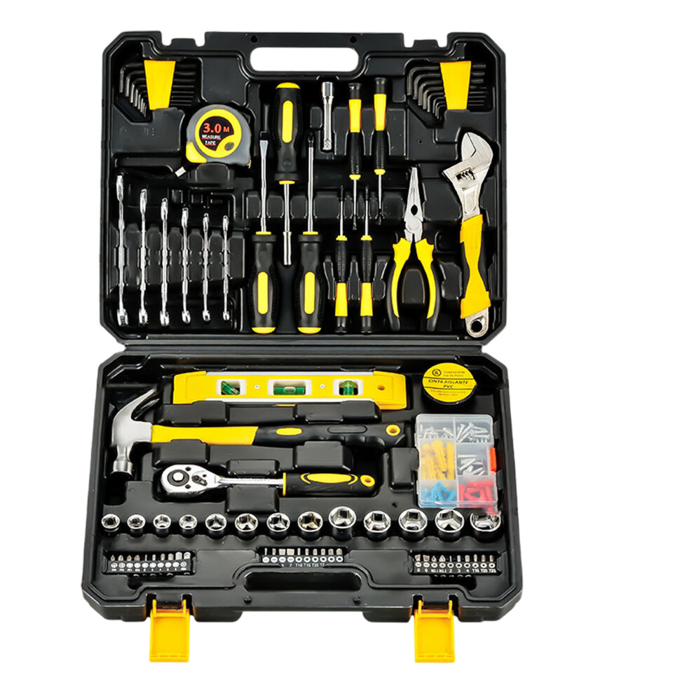 108Pcs Household Hand Repair Tool Kit With Storage Box Hardware 7627000024916