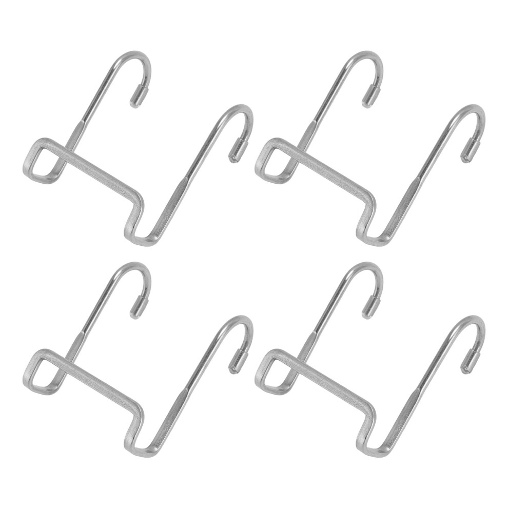 Set of 4 Heavy Duty Stainless Steel Double Hanging Hooks for Doors & Towels