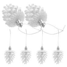 6pcs Frosted Pine Cones with String for Xmas Tree Decor