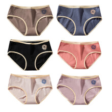 6 Pcs Heart-Printed Underwear Girl Basic Briefs Women Underpants