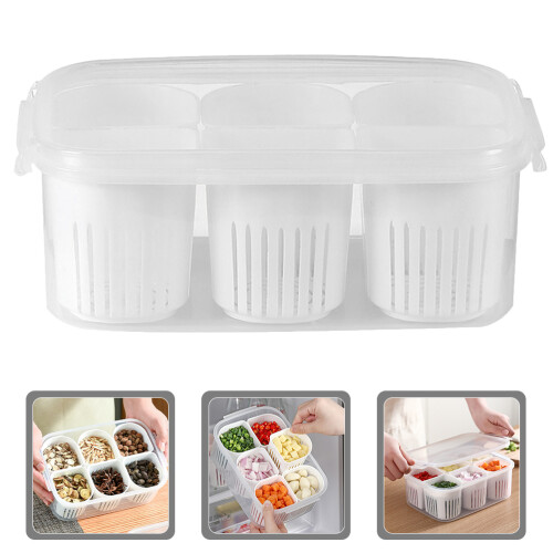 Fridge Transparent 6-Compartment Kitchen Onion Draining Food Container 1
