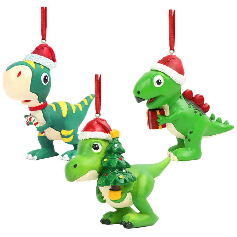 Dinosaur Decor Dark Green Resin 3pcs-image-OPC-PKDSWK8-NEW