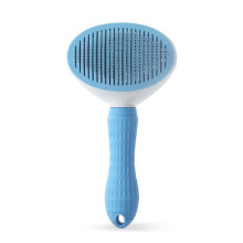 Pets Grooming Brush Hair Remover for Cats, One-Button Shedding Tool, Blue, Ergonomic Design, Easy to Clean