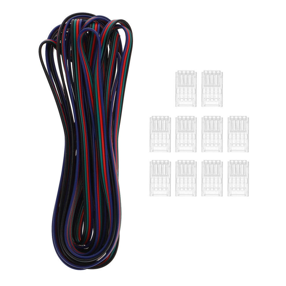10Pcs Assorted Color Rgb Led Strip Connectors 4 Pin Abs Easy Install 3193507027292