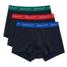 (Blue-Red-Green, 2XL) Gant Mens Trunks 3 Pack Mixed Gant Repeat Logo Stretch Underwear Cotton Trunks