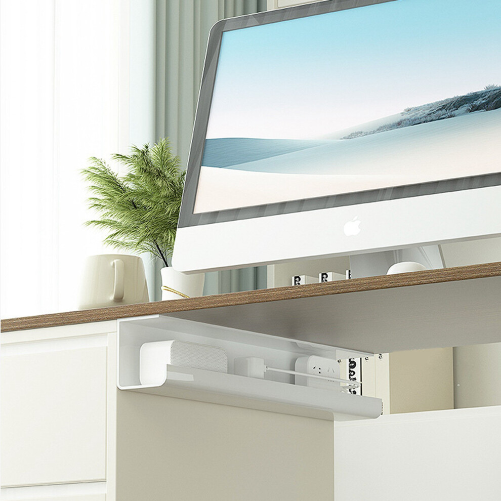 Under Desk Cable Management Tray Pvc Punch-Free Power Strip Organizer 8771348544663