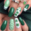 Medium Press on Nail In Green Shamrock Pattern Acrylic Stick on 1