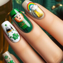 24x Shamrocks False Nail Saint Patricks Day Press On Nail Green