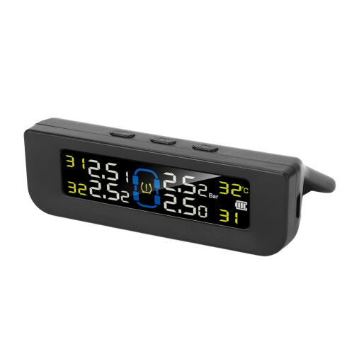 Schwarz Solar TPMS 4-Sensor LCD 400mAh 0-116psi IP68
