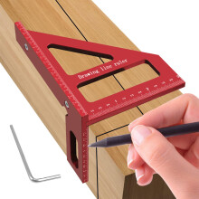 Woodworking Square Protractor Aluminium Alloy 12-Inch Professional Woodworking Tool with Clear Scale and Portable Design Red