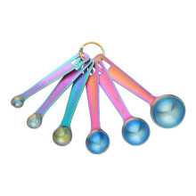 6-Piece Stainless Steel Measuring Spoons, Rainbow-Colored Set