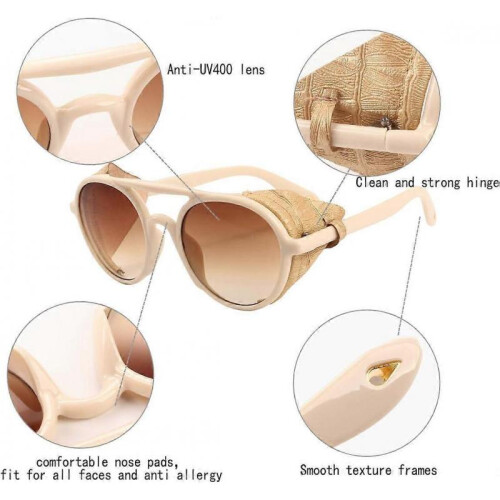 Steampunk Polarized Sunglasses with UV-Blocking Round Frames 2