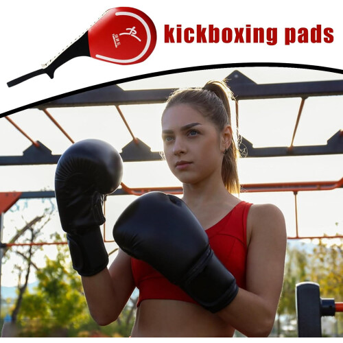 Speed Training Kickboxing Pad - Durable Martial Arts Shield with Shock Absorbing Foam, Secure Grip Handle, Red 2