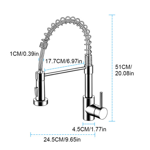 Monobloc Kitchen Sink Mixer Tap with Pull Out Hose Spray Single Lever 1