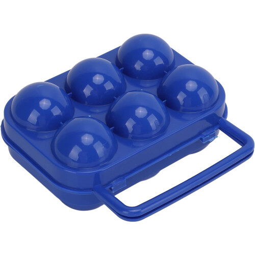 6 Egg Carton, 6 Count Blue ABS Plastic Egg Storage Container with Grid for Half Dozen Eggs 2
