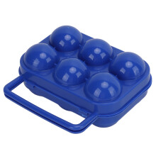6 Egg Carton, 6 Count Blue ABS Plastic Egg Storage Container with Grid for Half Dozen Eggs