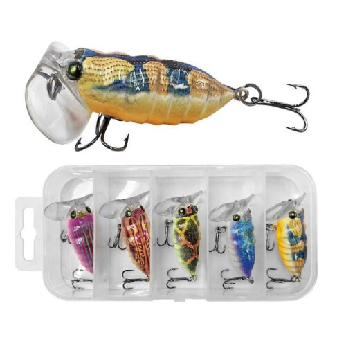 5-Piece Artificial Minnow Bait Kit - Saltwater/Freshwater Lures (Multi-Pack)