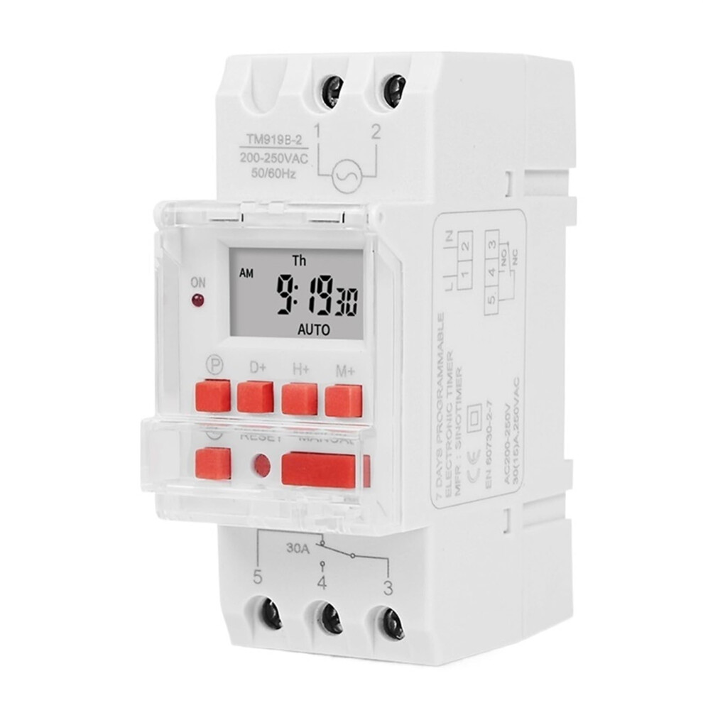 30A High Load Digital Programmable Timer Switch Relay 85-265Vac 7 Day Time Control 16 On/Off Outputs 24V 9016109753984