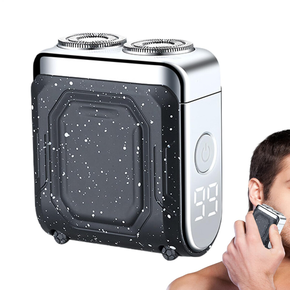 Electric Beard Trimmer | Compact Rechargeable Double Ring Beard Shaver with Digital Display for Travel and Dorm Use