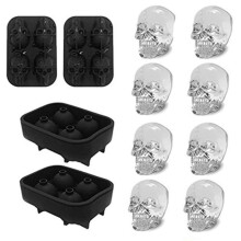 Skull Ice Cube Tray 2-Pack - 8-Cavity Silicone Mold