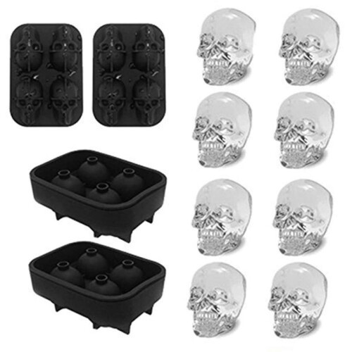 Skull Ice Cube Tray 2-Pack - 8-Cavity Silicone Mold