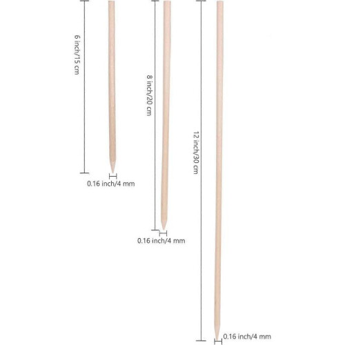 Bamboo Skewers 100-Pack | 6" 4mm Appetizer Sticks for BBQ & Crafting 1