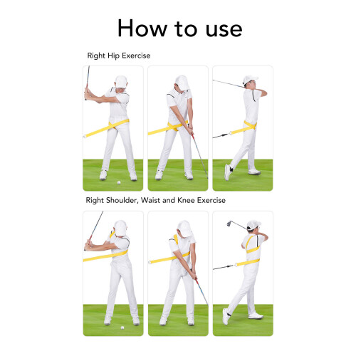 Yellow Multi-Function Golf Swing Turn Training Belt, Latex & Metal Materials 2