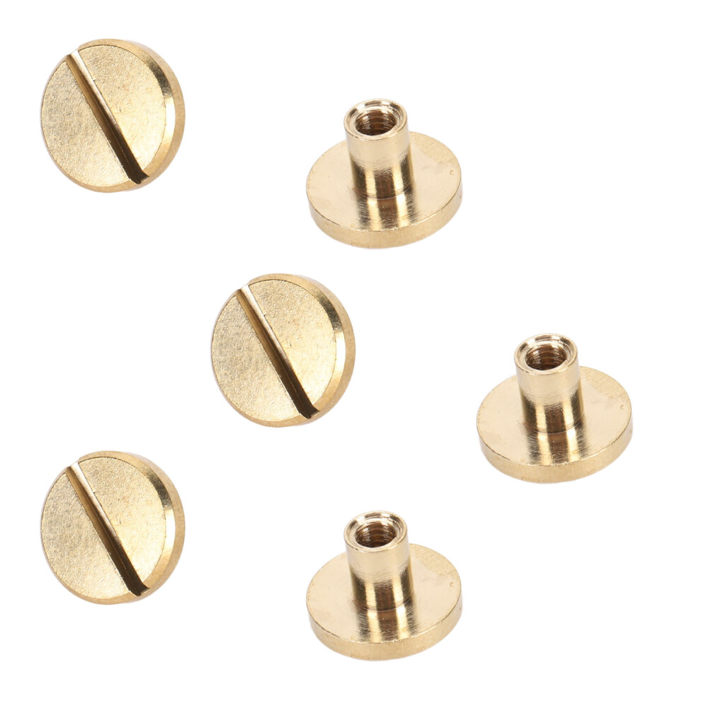 50 Sets Brass Flat Head Slot Screw Binding Rivets 10X5mm For Leather Crafts 8751348558112