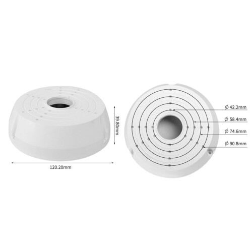 Camera Base Junction Box for CCTV - Wall and Ceiling Mount, Cable Management, Weatherproof, Compatible with Most Models 2
