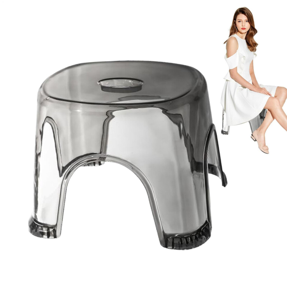 Clear Bathroom Step Stool - Waterproof Non-Slip Transparent Crystal Gray Stool for Small Shower Spaces, Bedside, and Corner Bench 22cm Height-image-OPC-PKDTHR5-NEW