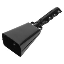 Versatile Black Cow Bell Instrument with Comfortable Grip - 9.05 in Long