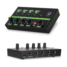 Table de mixage audio 4 canaux LINE/MIC, 16,5x9,5x2,5 cm