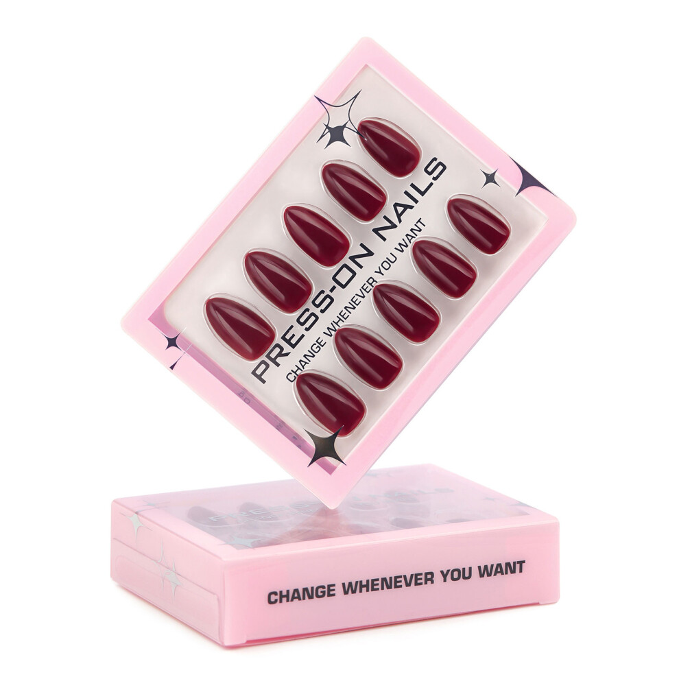 Wine Reds Press On Nail French Tip Almond False Nail Glues on