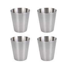 Set Of 4 Stackable Stainless Steel Drinking Cups 30ml Shot