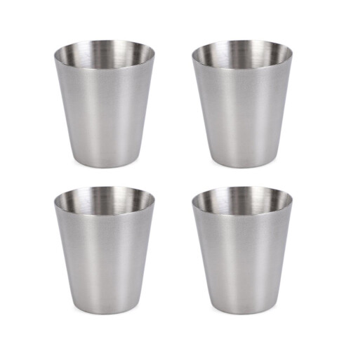 Set Of 4 Stackable Stainless Steel Drinking Cups 30ml Shot