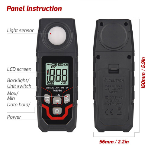 Advanced Digital Display Light Meter Measurement Tool with Wide 1