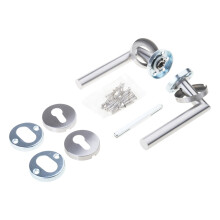 Elegant Door Lever Handle Set with Round Rose & Escutcheons Left