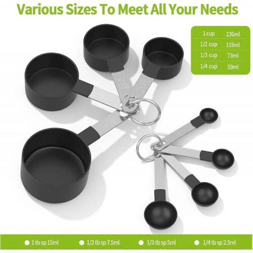 8-Piece Stackable Measuring Set, Stainless Steel Cups & Spoons 1