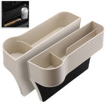 Car Seat Gap Organizer 2Pcs Beige Car Seat Gap Filler with Cup Holder Multi-Functional Storage Box for Front Seat