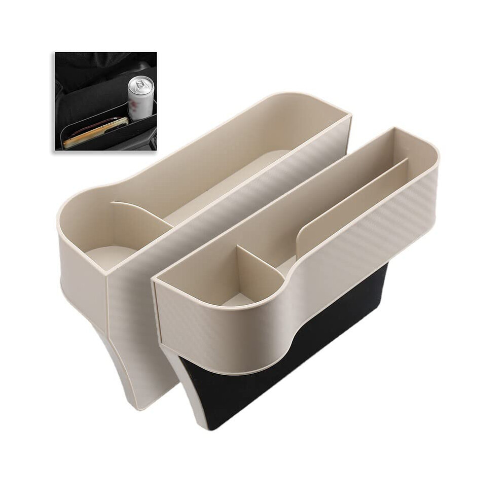 Car Seat Gap Organizer 2Pcs Car Seat Gap Filler With Cup Holder Multi-Functional Storage Box For Front Seat Beige 6038364273710
