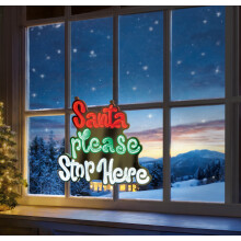 Santa Stop Here Christmas Infinity Mirror Light Decoration LED 40cm
