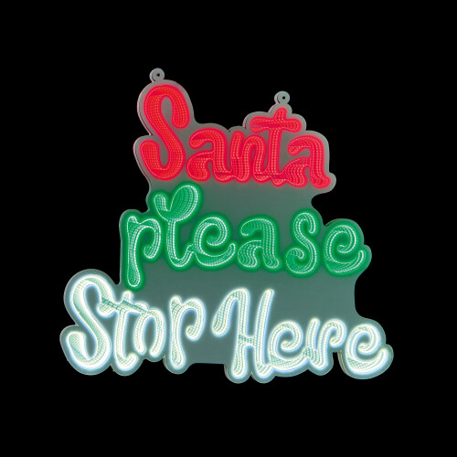 Premier Santa Stop Here Christmas Infinity Mirror Light Decoration LED 40cm 1