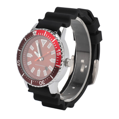 Luminescent Automatic Rotating Bezel Men's Watch, Silver-Red, 42mm 2
