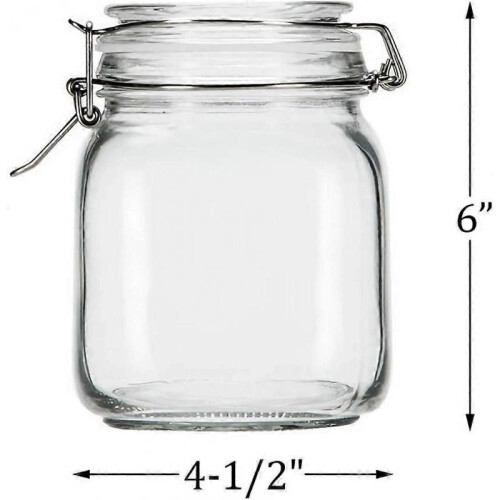Glass Storage Jars 4-Pack - 34oz Bail Lid Pantry Containers 1
