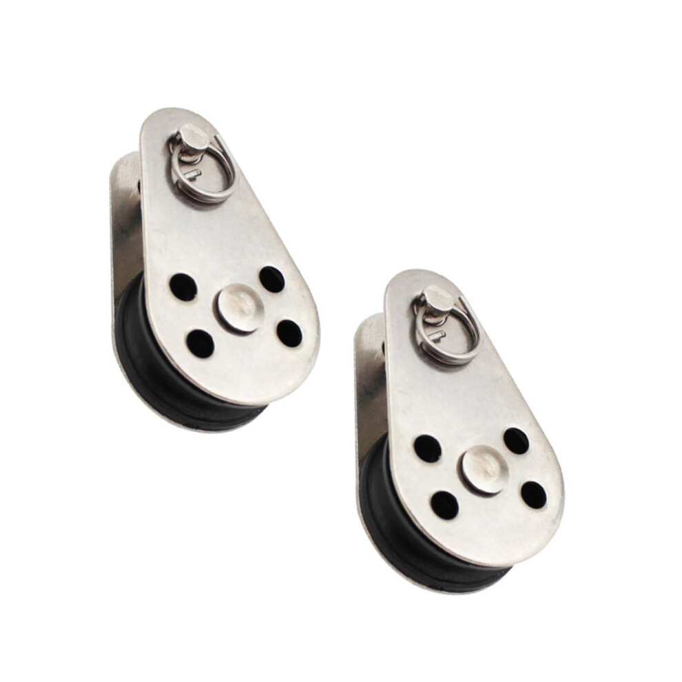 Stainless Steel Single Pulley Block Lift Tool 2Pcs With Nylon Rope Wheels For Heavy Load Lifting Applications 9084446831573