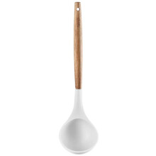 Silicone Soup Ladle with Wooden Handle, Heat-Resistant