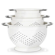 3-Piece Metal Colander Set - 1.5/3/5QT Riveted Handle Strainers